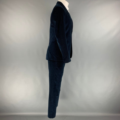 SANDRO Size 38 Navy Corduroy Cotton Notch Lapel Suit