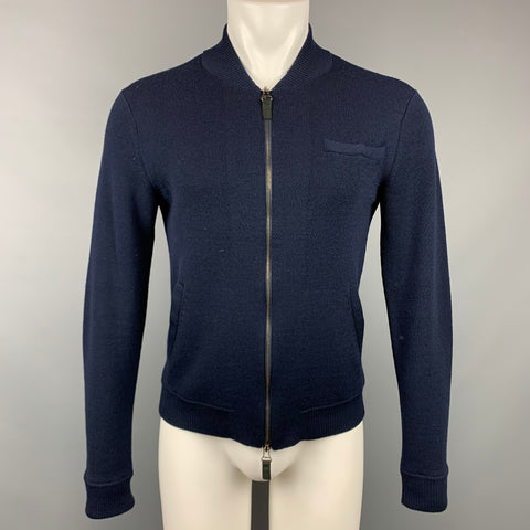 TSE Size S Navy Knitted Wool Zip Up Jacket