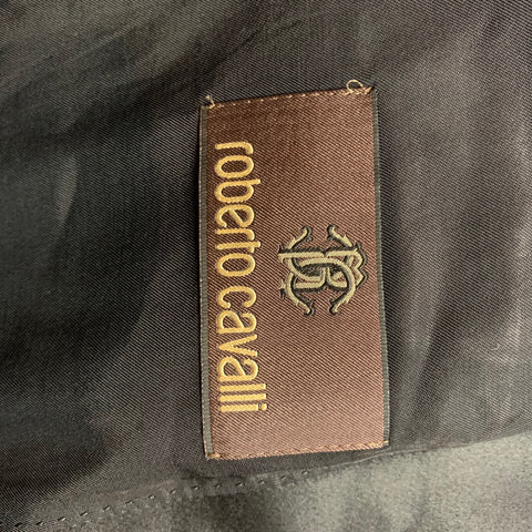 ROBERTO CAVALLI Size 44 Black & Gold Jacquard Silk Sport Coat