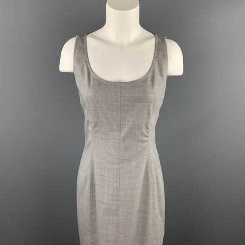 AKRIS Size 6 Grey Heather Acetate / Viscose Scoop Neck Shift Dress