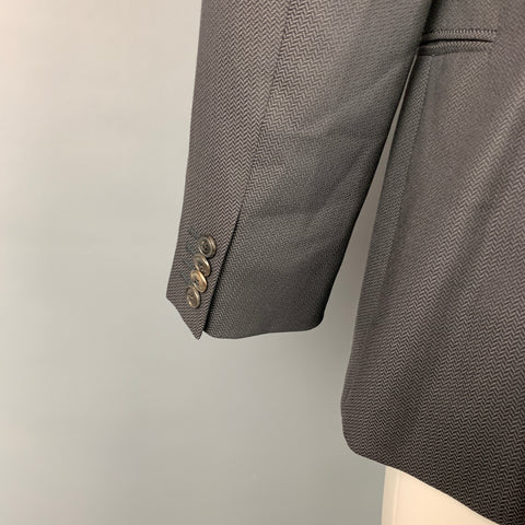 GIORGIO ARMANI Size 40 Black Wool Notch Lapel Sport Coat