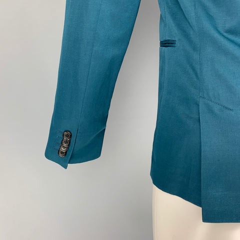 PS by PAUL SMITH Size 36 Teal Cotton Linen Notch Lapel Sport Coat