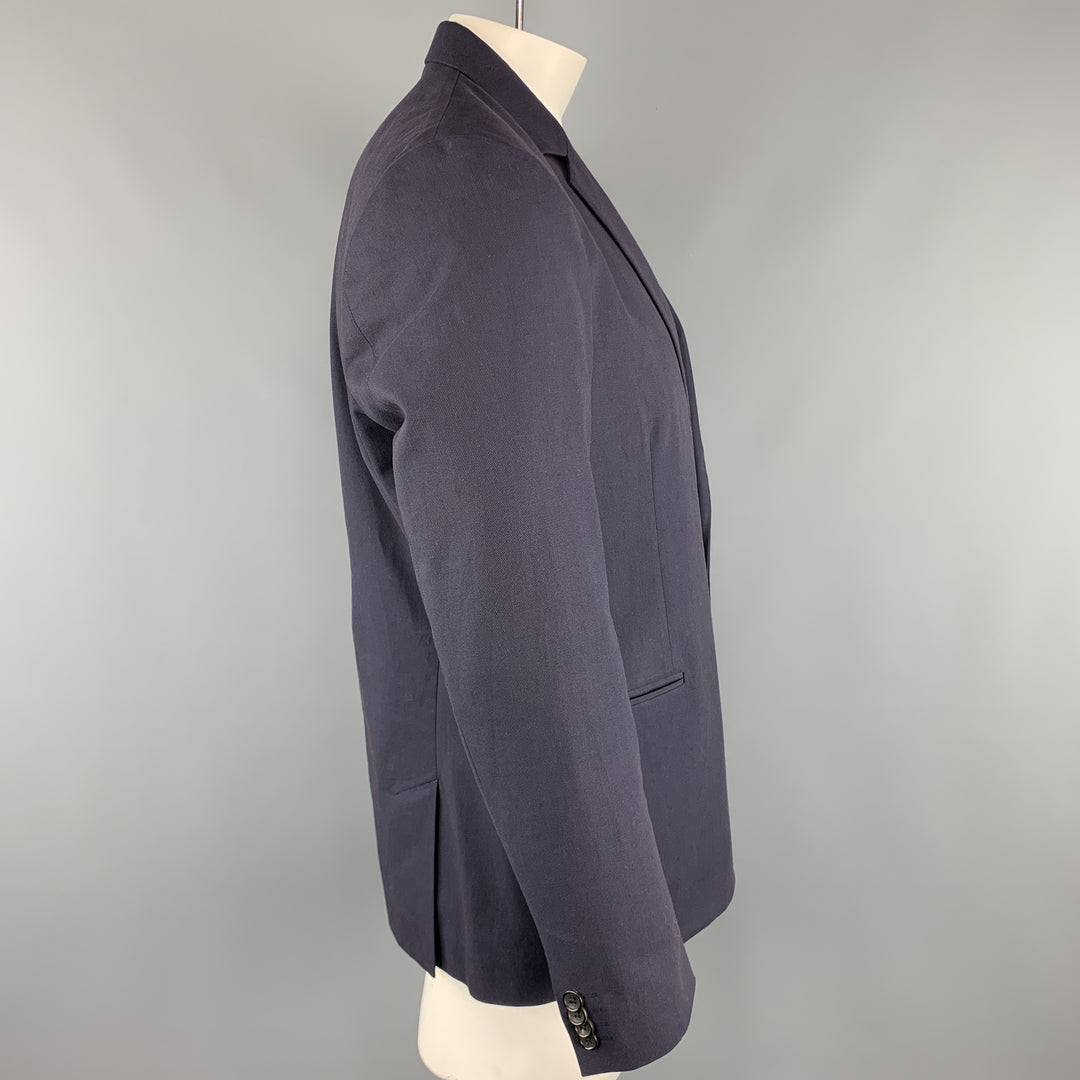 PS by PAUL SMITH Chest Size 44 Solid Navy Cotton / Elastane Sport Coat