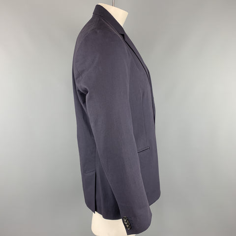 PS by PAUL SMITH Chest Size 44 Solid Navy Cotton / Elastane Sport Coat
