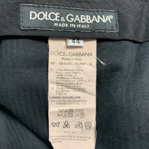 DOLCE & GABBANA Size 28 Black Wool Blend Tuxedo Dress Pants