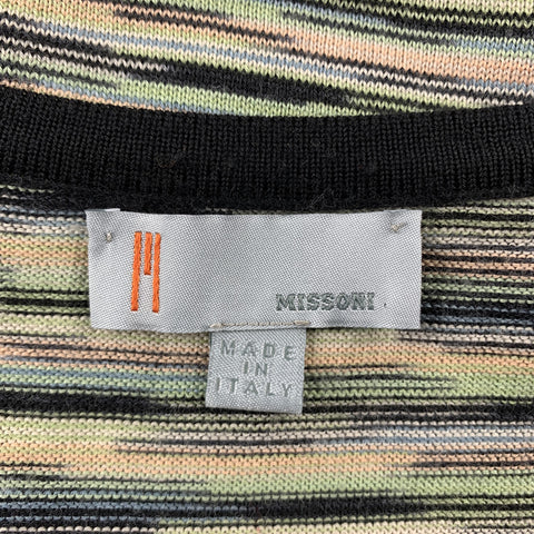 M MISSONI Size 8 Green Knitted Wool / Acrylic Buttoned Cardigan