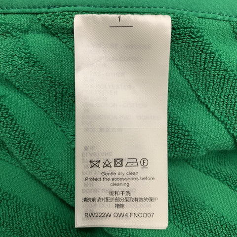 LOUIS VUITTON Size 6 Green Cotton Textured Belted Casual Top