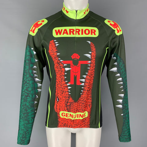 WALTER VAN BEIRENDONCK FW21 Size L Green Graphic Nylon Jersey Bike Top