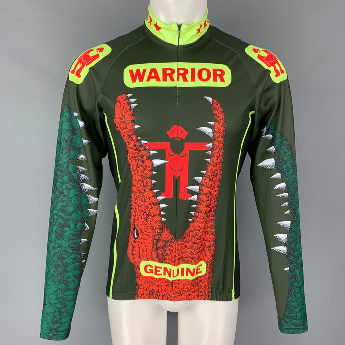 WALTER VAN BEIRENDONCK FW21 Size L Green Graphic Nylon Jersey Bike Top