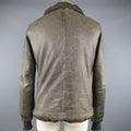 GIORGIO BRATO 38 Taupe Distressed Leather & Silk High Collar Jacket GIORGIO BRATO