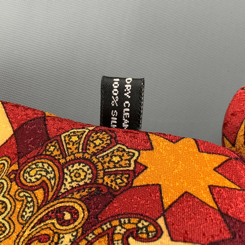 GIANNI VERSACE Orange Burgundy Baroque Silk Tie