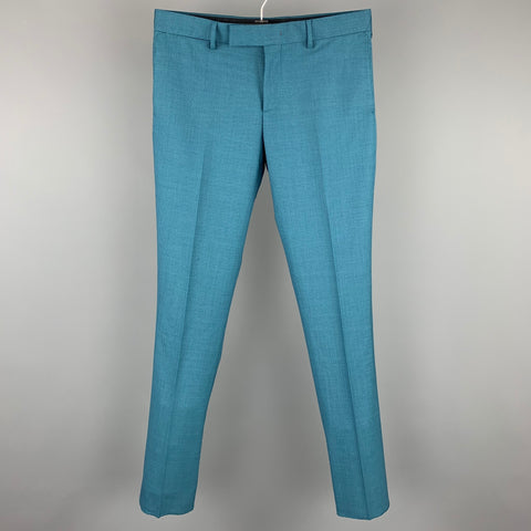 PAUL SMITH Kensington Fit Size 38 Regular Teal Houndstooth Wool Notch Lapel Suit