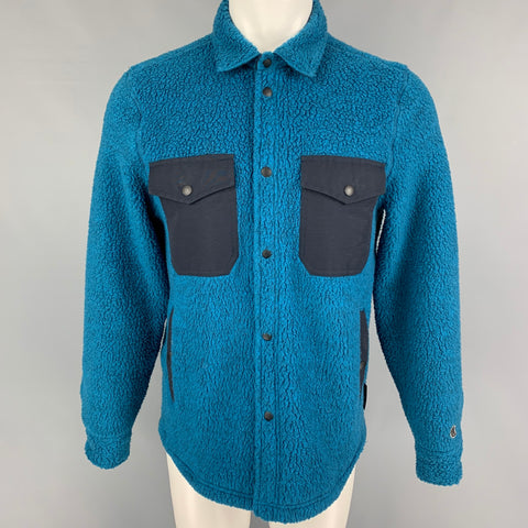 TODD SNYDER x CHAMPION Size S Royal Blue Navy Textured Polyester Snaps Jacket