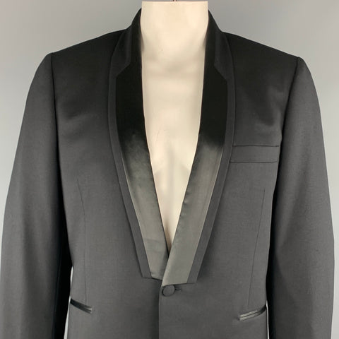 PAUL SMITH Manteau de sport à col châle en laine unie noire taille 44