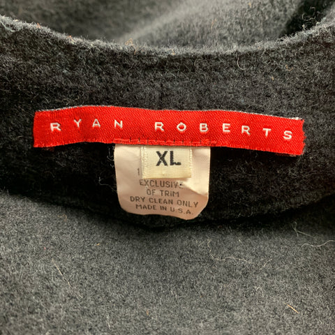 RYAN ROBERTS Size XL Black Textured Wool V-Neck Sweater