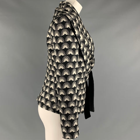 GIORGIO ARMANI Size 4 Black White Silk Wool Jacquard Jacket