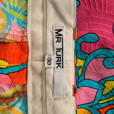 MR TURK Size 30 Multi-Color Print Cotton Zip Fly Casual Pants
