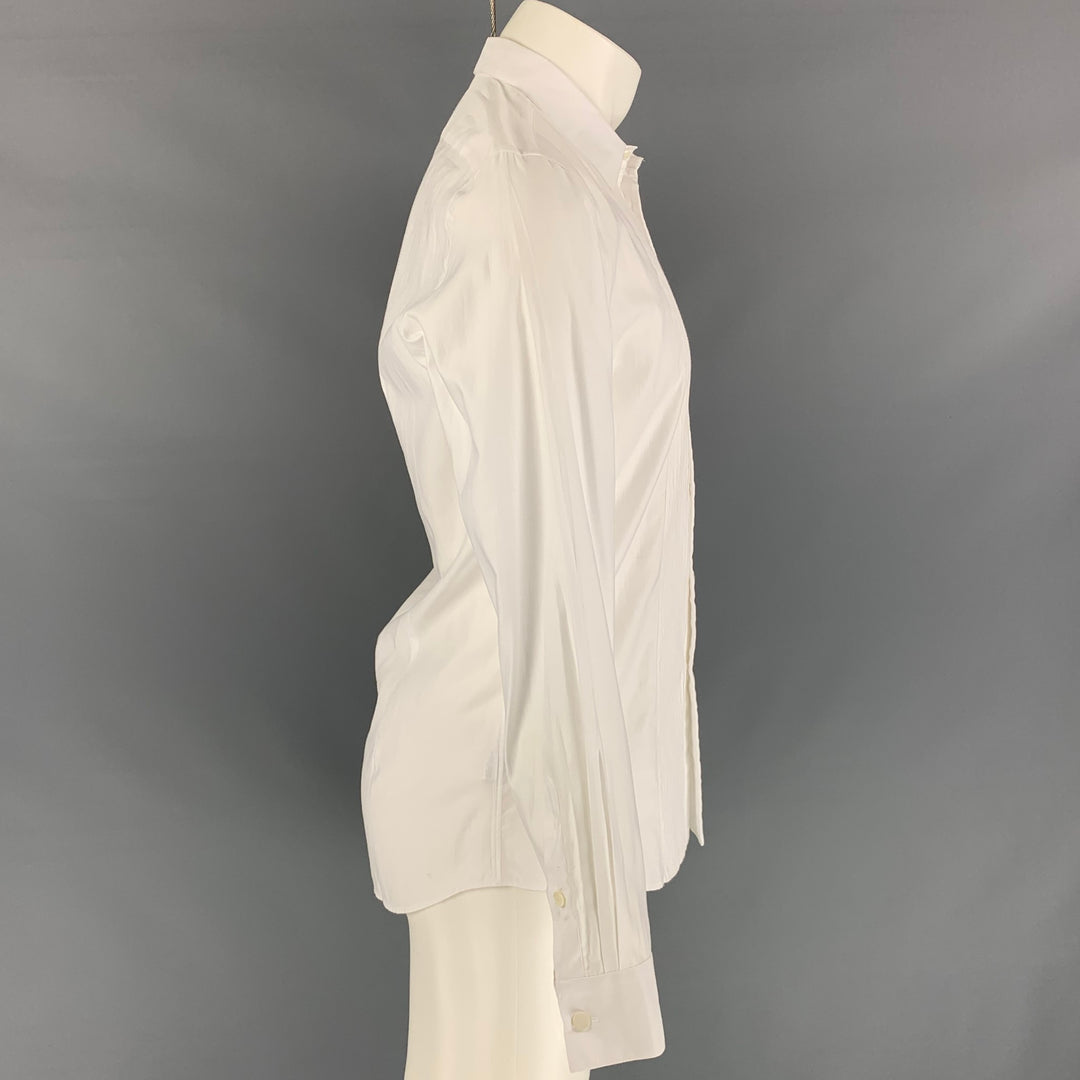 ETRO Taille S Chemise de smoking en coton blanc à manches longues