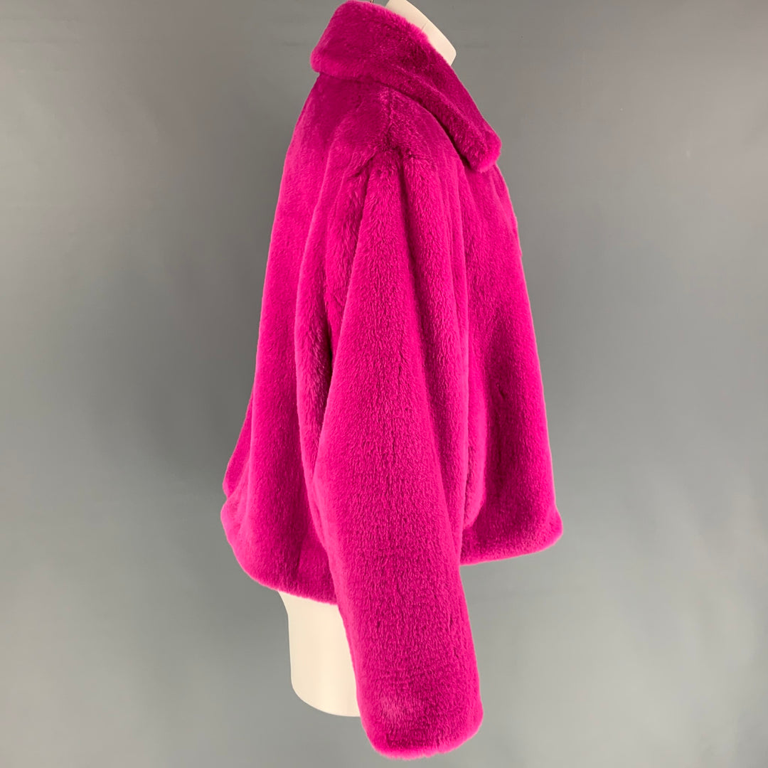 STAND STUDIO Size M Pink Faux Fur Notch Lapel Marcella Jacket