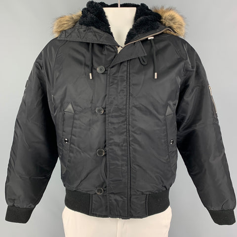 JOHN VARVATOS Size 44 Black Suede Motorcycle Jacket