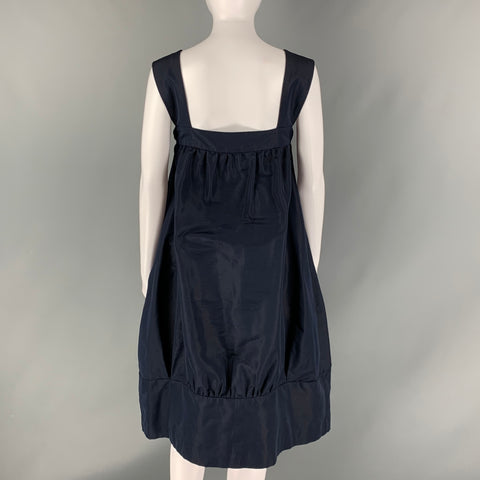 DRIES VAN NOTEN Size 12 Navy Silk Blend Bubble Hem Dress