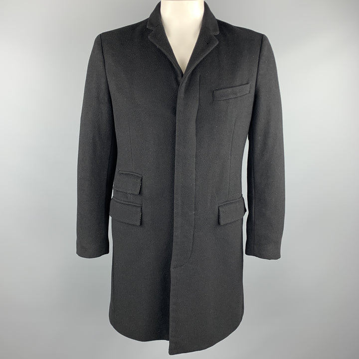 J CREW Chest Size L Black Wool / Cashmere Hidden Buttons Coat