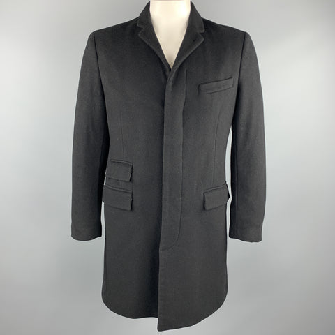 J CREW Chest Size L Black Wool / Cashmere Hidden Buttons Coat