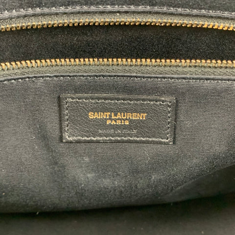 SAINT LAURENT Sac à main fourre-tout en cuir suédé monogramme noir