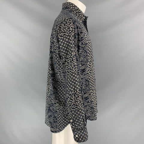GITMAN VINTAGE Size L Indigo Print Cotton Button Down Long Sleeve Shirt