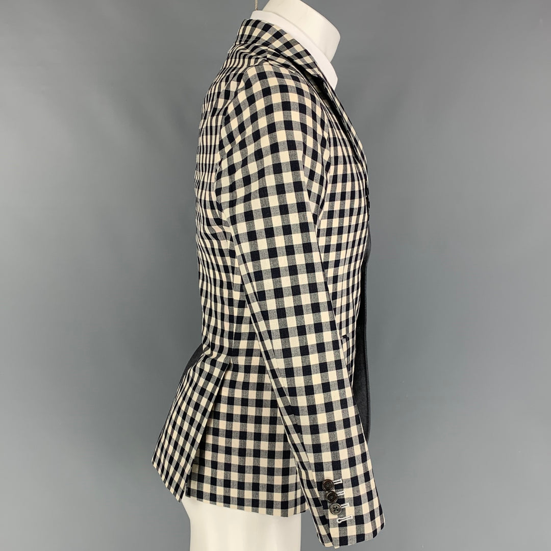 THOM BROWNE Taille 38 Manteau de sport à revers cranté en laine mélangée à carreaux rouge marine