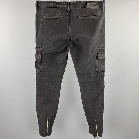 RtA Size 33 Black Washed Cotton Blend 32 Cargo Pockets Casual Pants