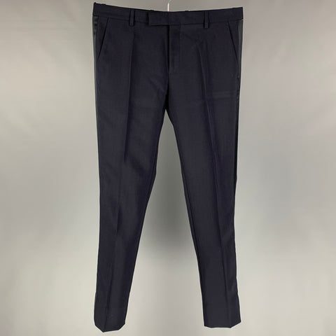 VIKTOR &amp; ROLF Taille 34 Pantalon de costume de smoking en mohair bleu marine et noir