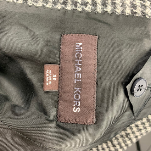 MICHAEL KORS Talla 36 Abrigo deportivo de mezcla de lana de pata de gallo negro y gris