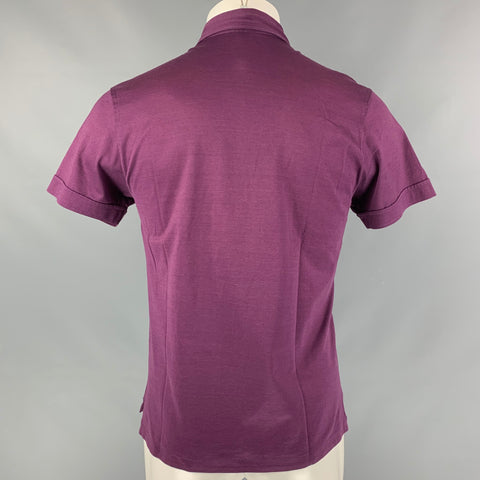 LANVIN Size S Purple Solid Cotton Polo