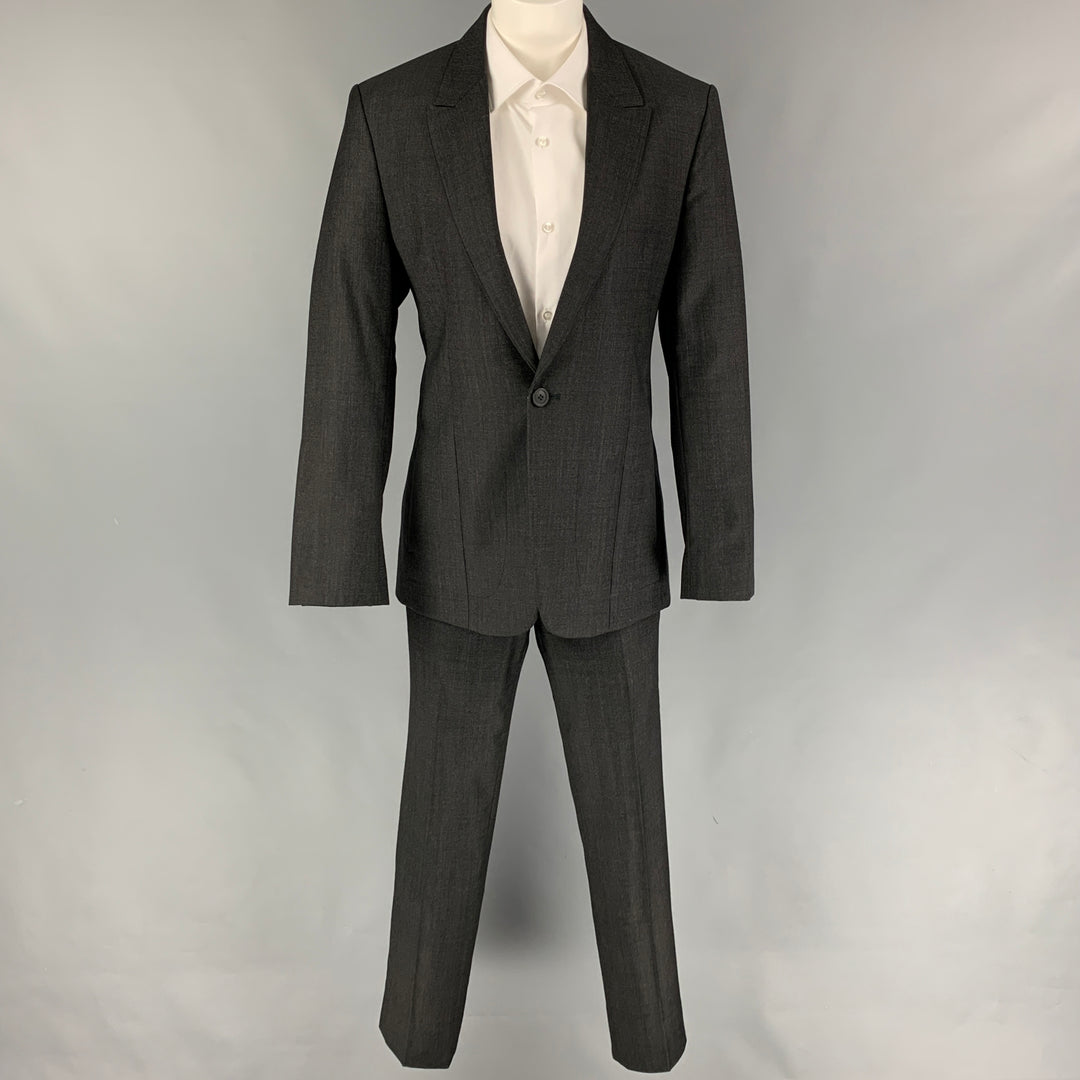 EMPORIO ARMANI Size 36 Charcoal Wool Peak Lapel Suit