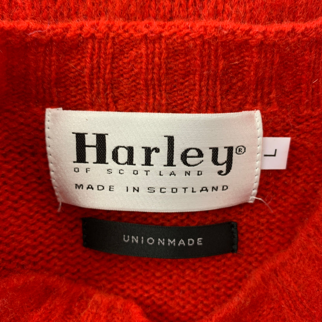 HARLEY Size L Red Knitted Wool Crew-Neck Sweater