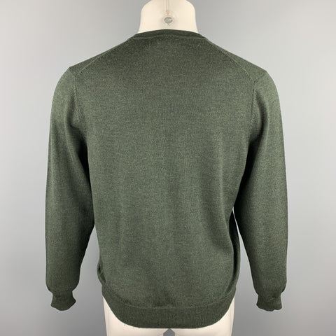 BROOKS BROTHERS Taille S Pull à col en V en laine mélangée vert forêt