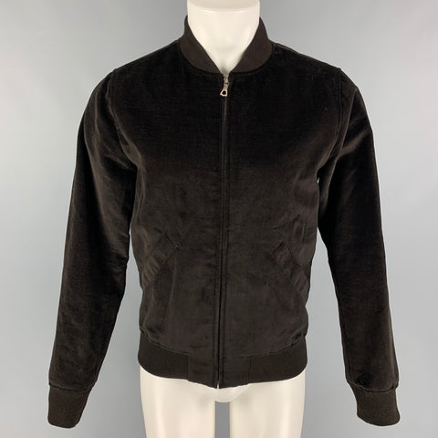 A.P.C. Size XS Brown Velvet Cotton Bomber Jacket
