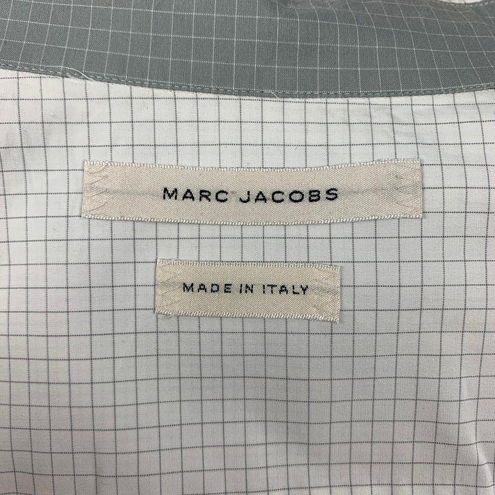 MARC JACOBS Taille M Chemise à manches courtes boutonnée en coton à carreaux blancs
