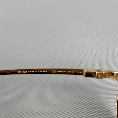 CARTIER Gold Tone Bushed Metal Edition Santos - Dumont Sunglasses