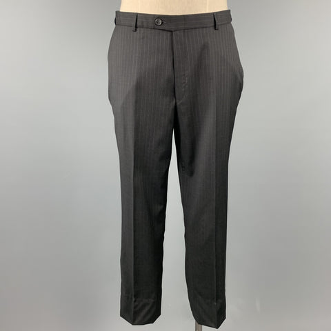 HICKEY FREEMAN Taille 42 Costume court à revers en laine à rayures noires