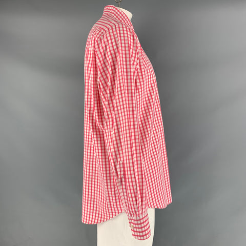 RALPH LAUREN Size XL Red White Checkered Cotton One pocket Long Sleeve Shirt