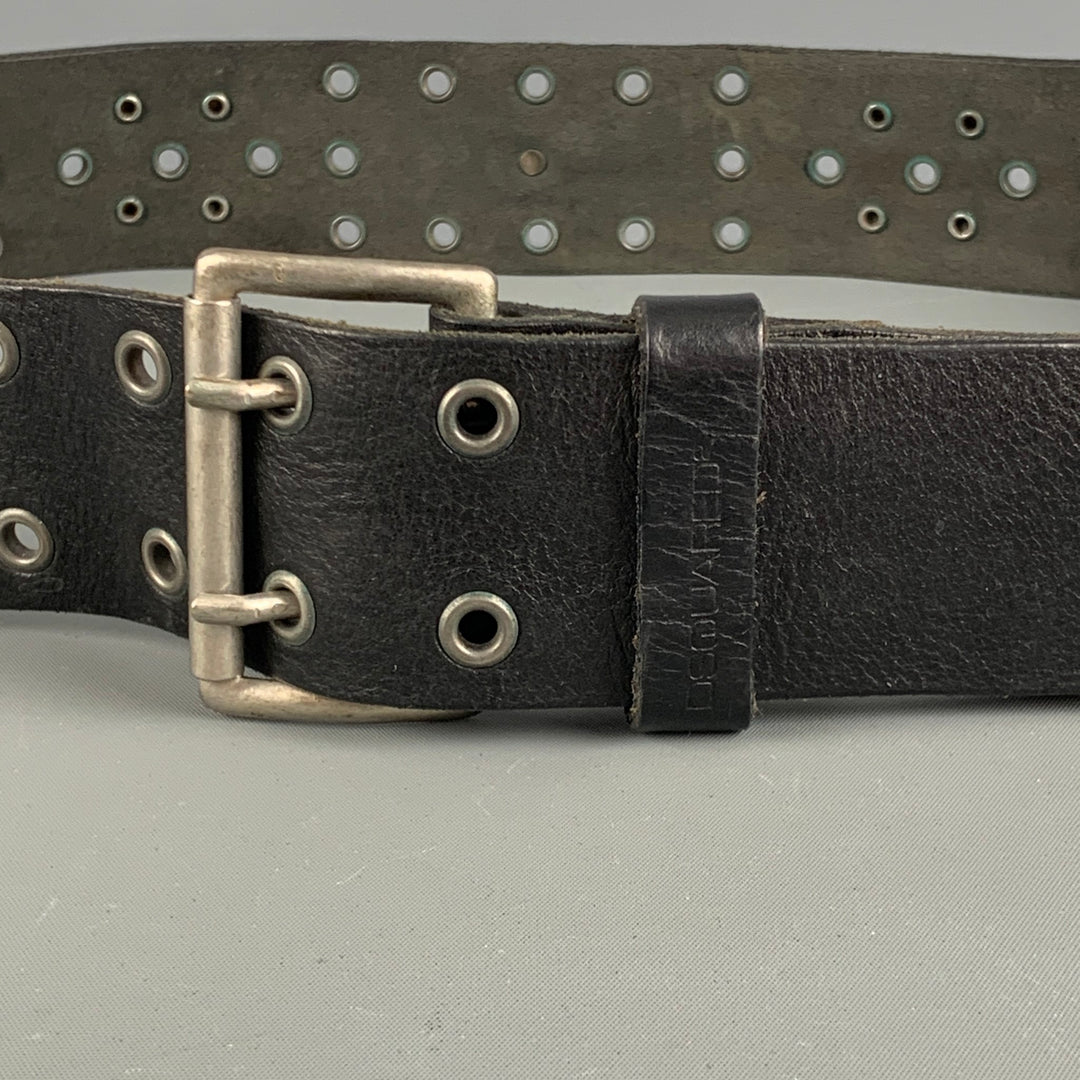 DSQUARED2 Size M Black Sudded Leather Belt