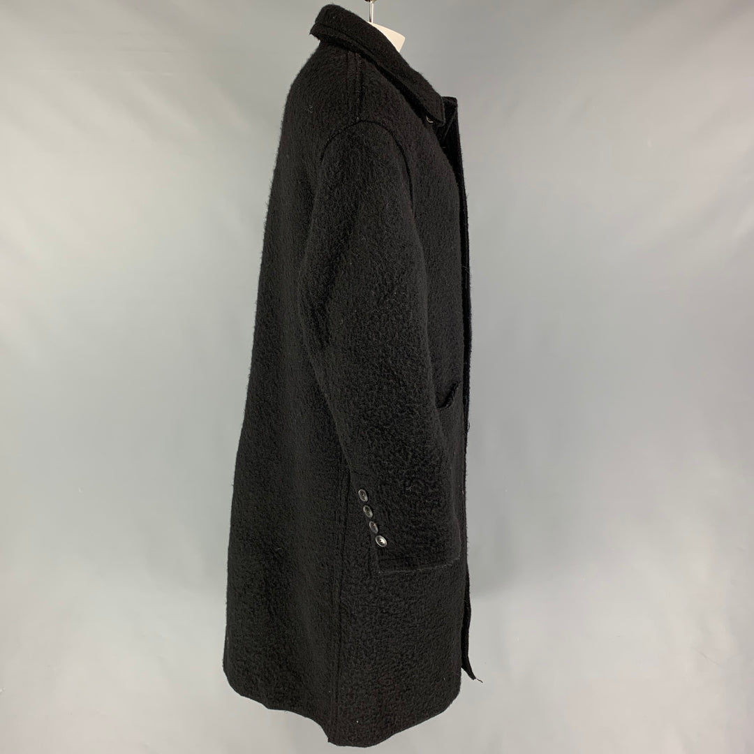 AMI by ALEXANDRE MATTIUSSI Size M Black Textured Wool Buttoned Coat