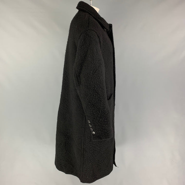 AMI by ALEXANDRE MATTIUSSI Size M Black Textured Wool Buttoned Coat