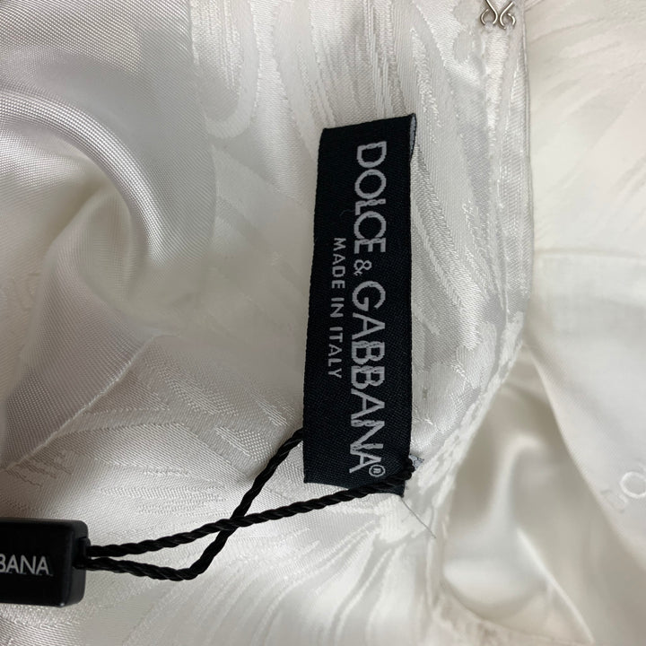 DOLCE & GABBANA Size 4 White Cotton Floral Viscose Rhinestone Sleeveless Dress
