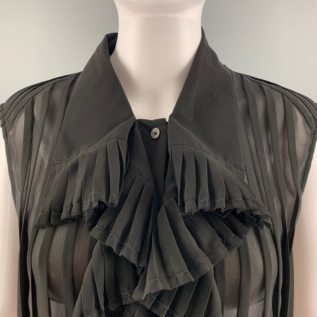 MCQ by ALEXANDER MCQUEEN Size L Black Polyester Pleated Sleeveless Dress Top