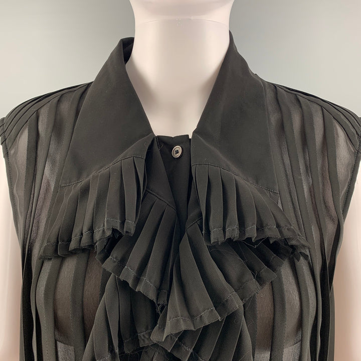 MCQ by ALEXANDER MCQUEEN Size L Black Polyester Pleated Sleeveless Dress Top