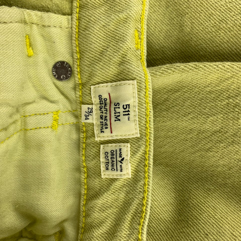 LEVI'S MADE & CRAFTED 511 Size 29 Pistachio Denim Zip Fly Slim Jeans