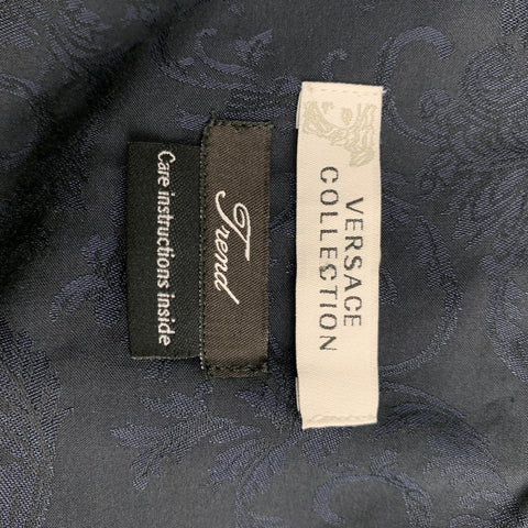 VERSACE COLLECTION Size L Navy Jacquard Viscose Cotton Long Sleeve Shirt